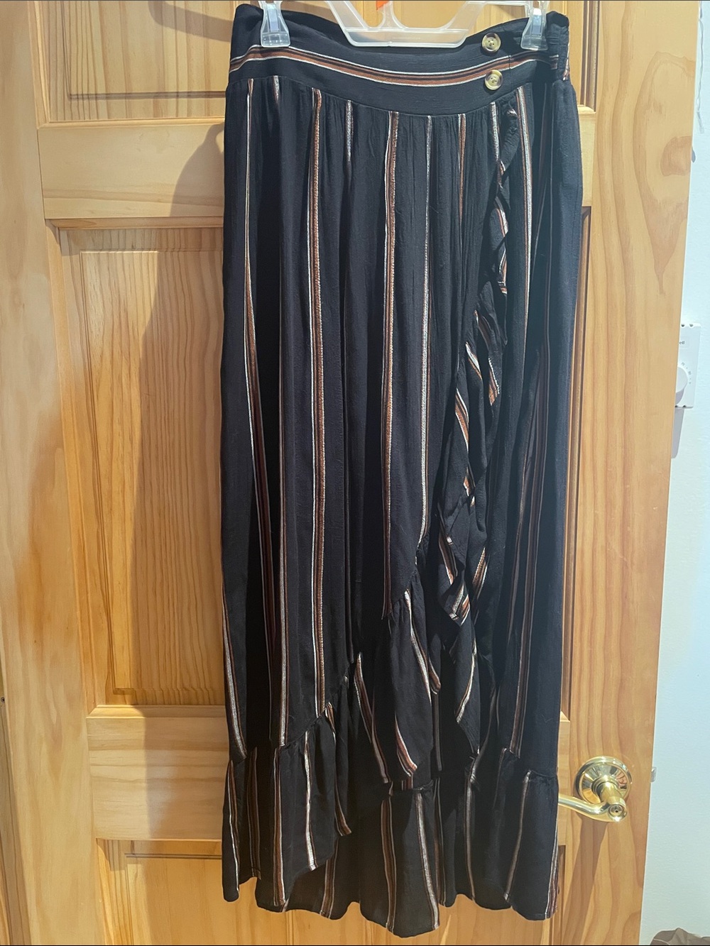 American Eagle Outfitters Black Maxi Skirt with Tan/Cream Stripes